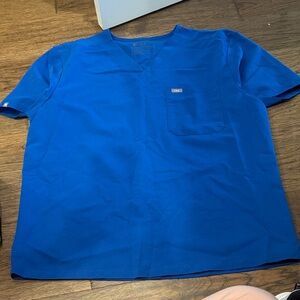 Figs Men's Cobalt V-Neck Short Sleeve Scrub Top